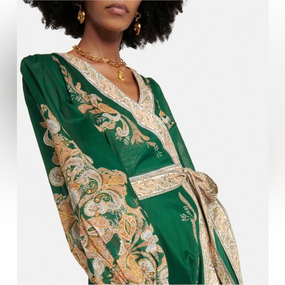 Zimmermann Devi Midi Dress in Emerald & Paisley NWT size 1 - Picture 5 of 14
